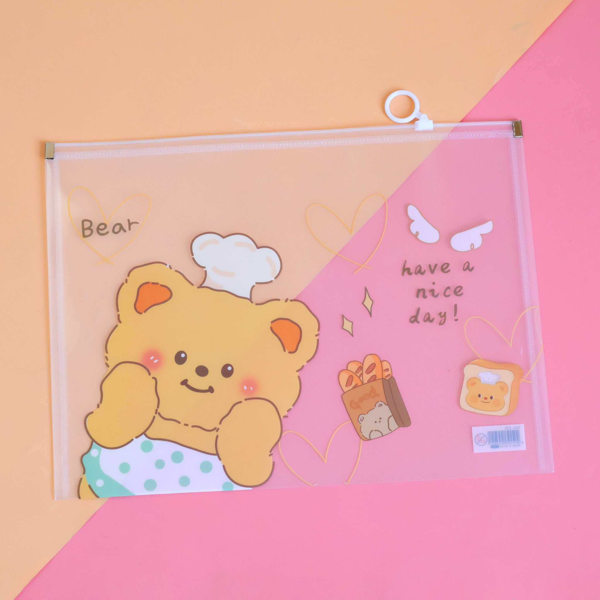 Cute Bear A4 Zipper File Folder