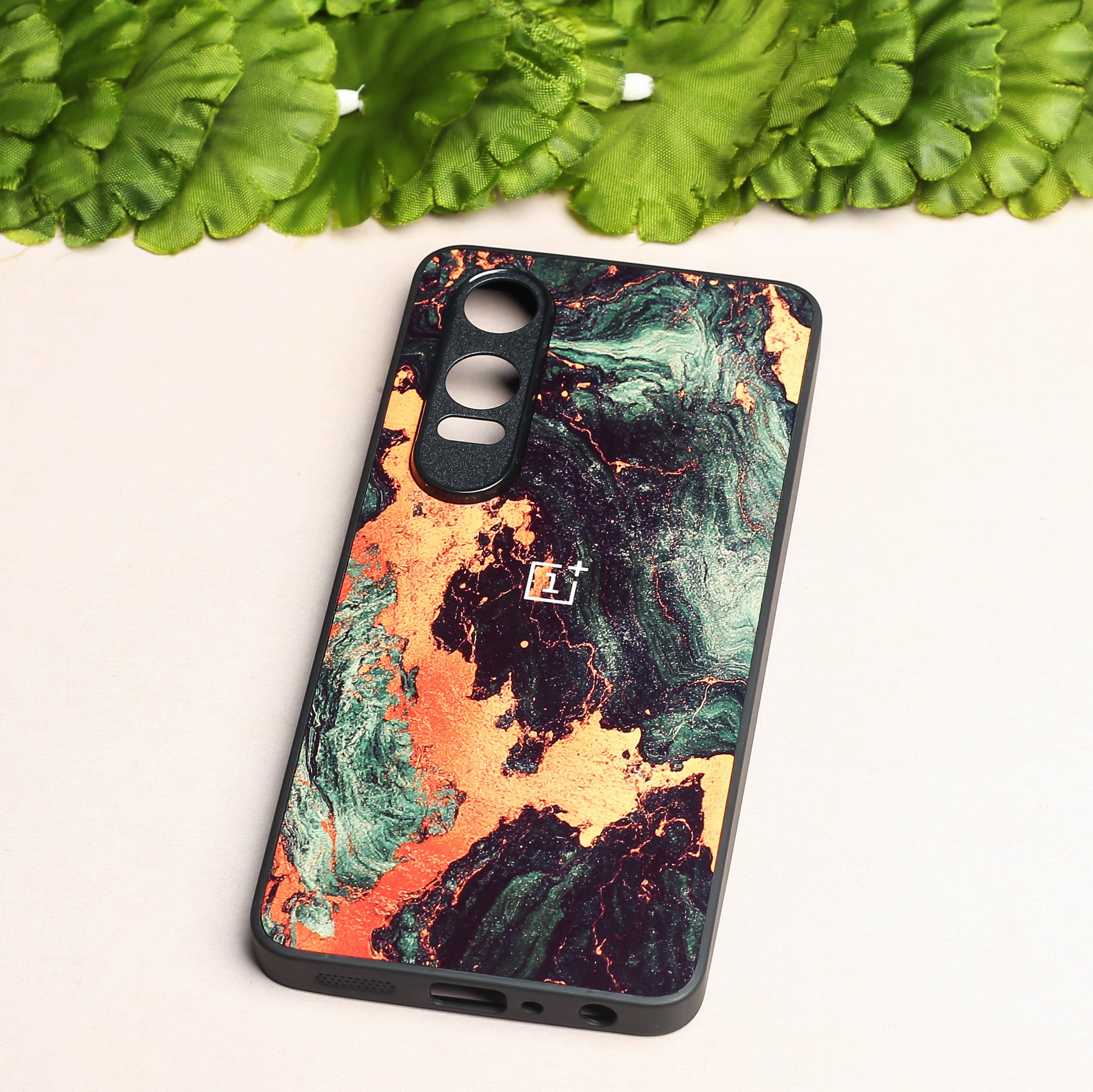 Green Golden elegance marble metal back case for OnePlus Nord CE 4 Lite
