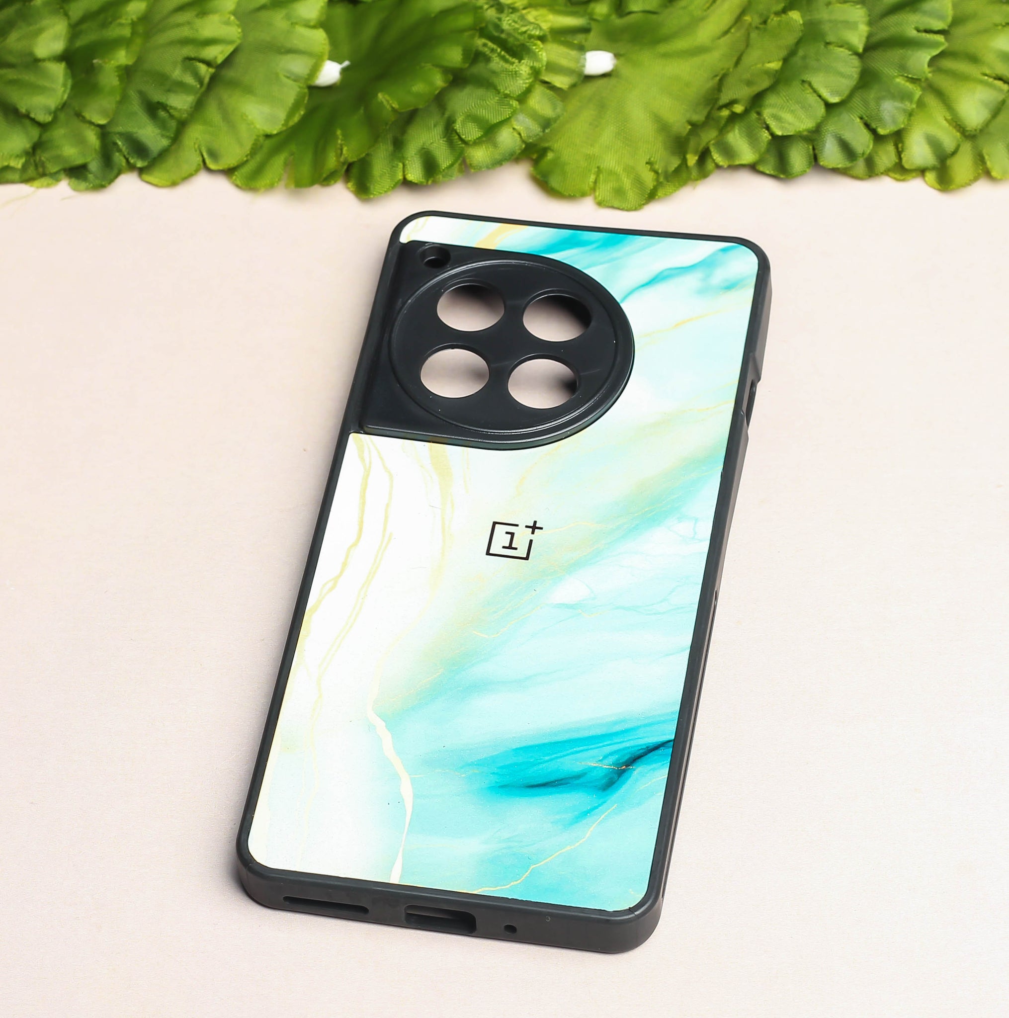Green Luxe Marble metal back case for OnePlus 12R