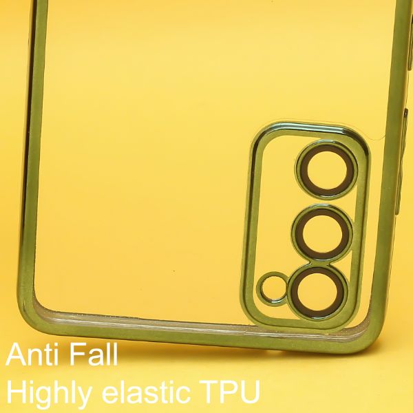 Green 6D Chrome Logo Cut Transparent Case for Samsung S20 FE