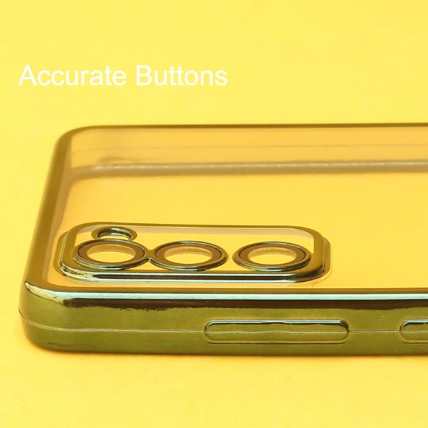 Green 6D Chrome Logo Cut Transparent Case for Samsung S20 FE