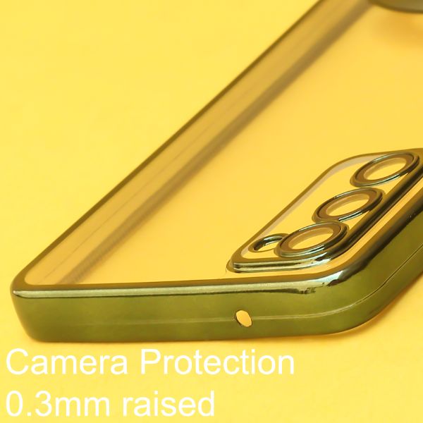 Green 6D Chrome Logo Cut Transparent Case for Samsung S20 FE