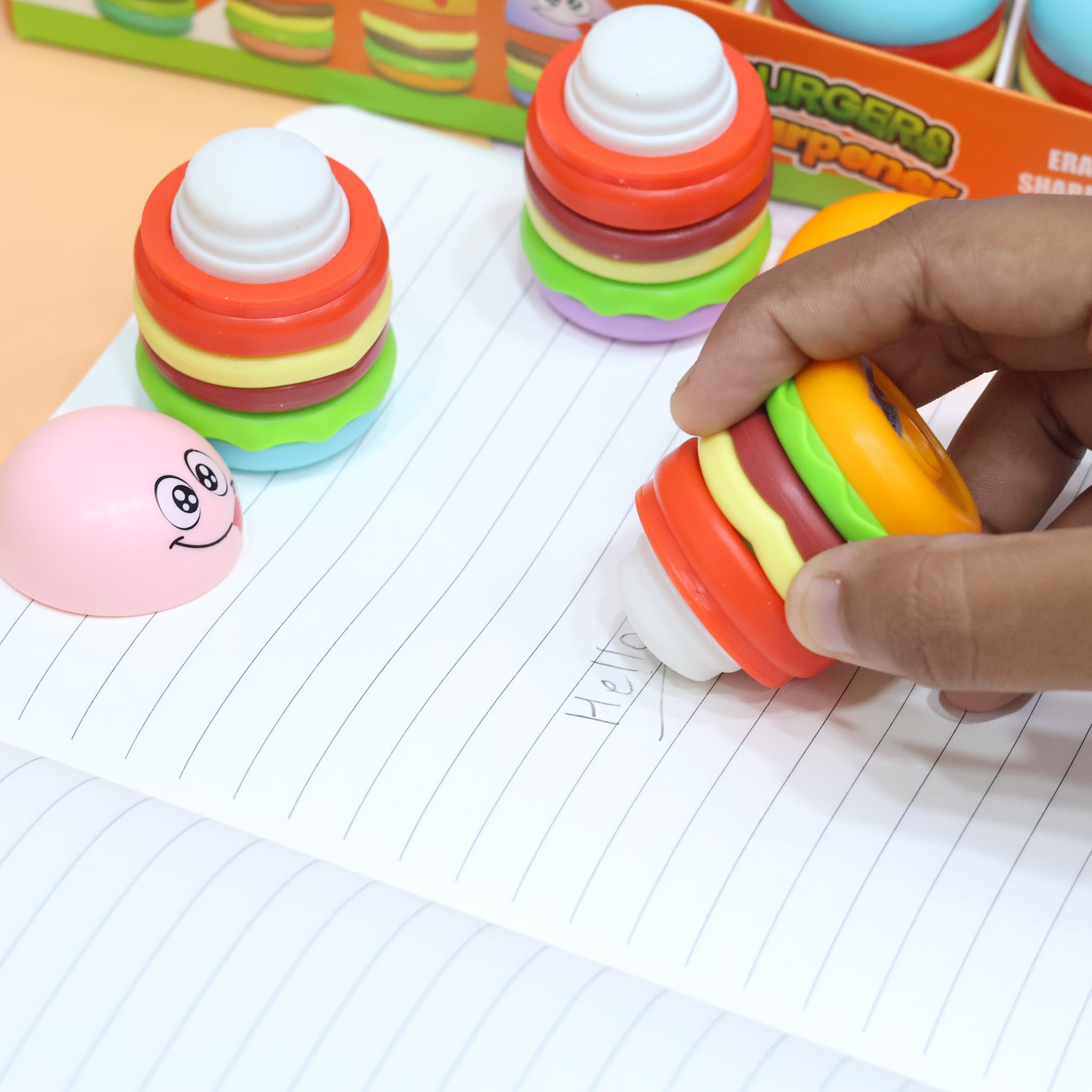 🍔 Sharp & Erase Duo: 2-in-1 Burger Buddy🖍️