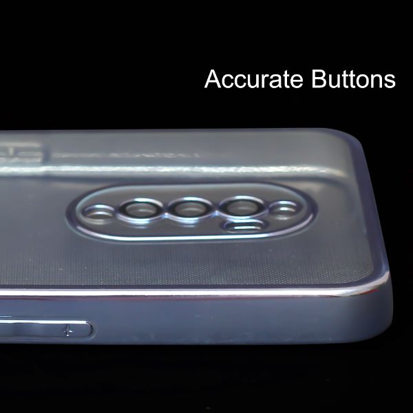 Silver 6D Chrome Logo Cut Transparent Case for Oppo Reno 2F