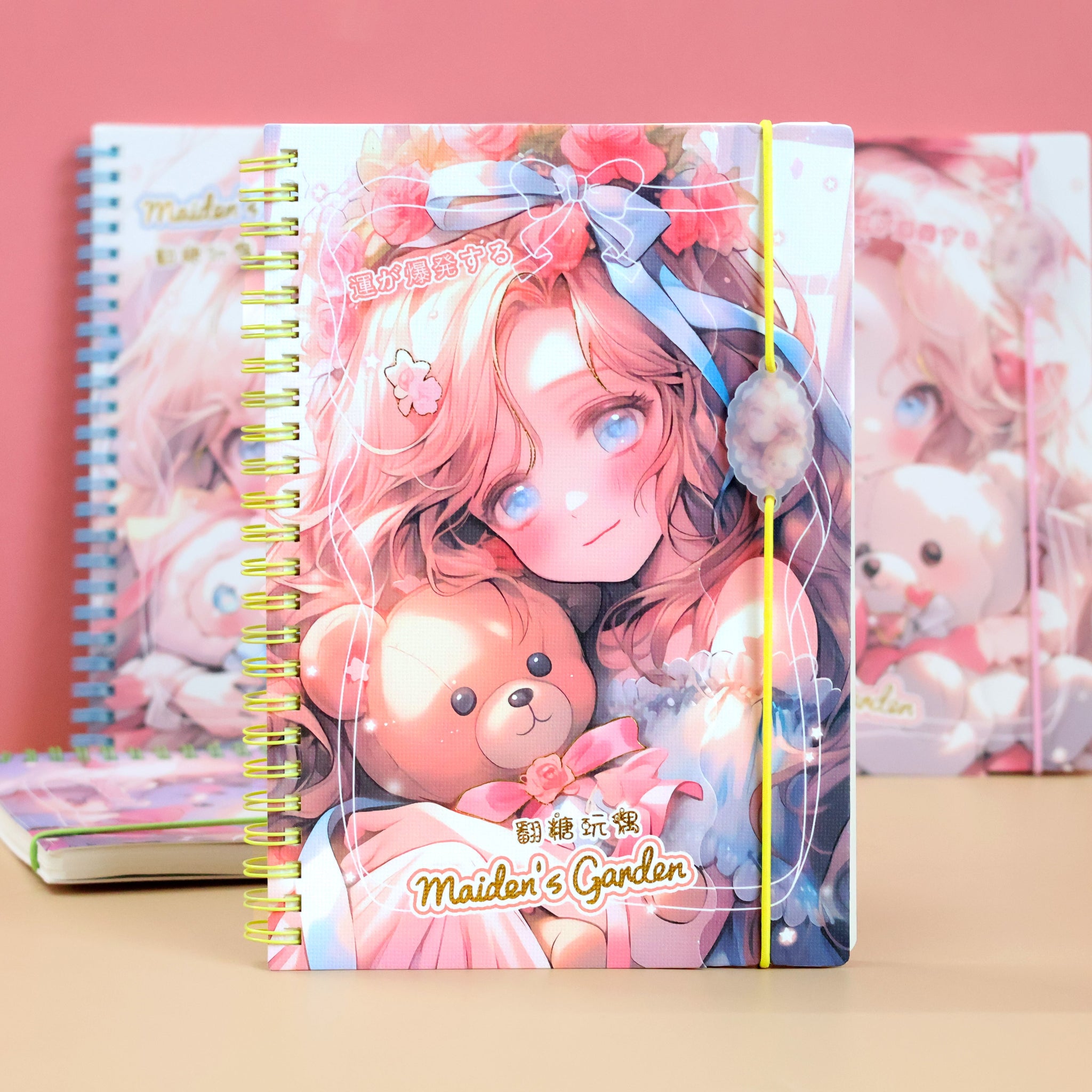 Anime Girl Teddy & Bunny: Spiral Notebook
