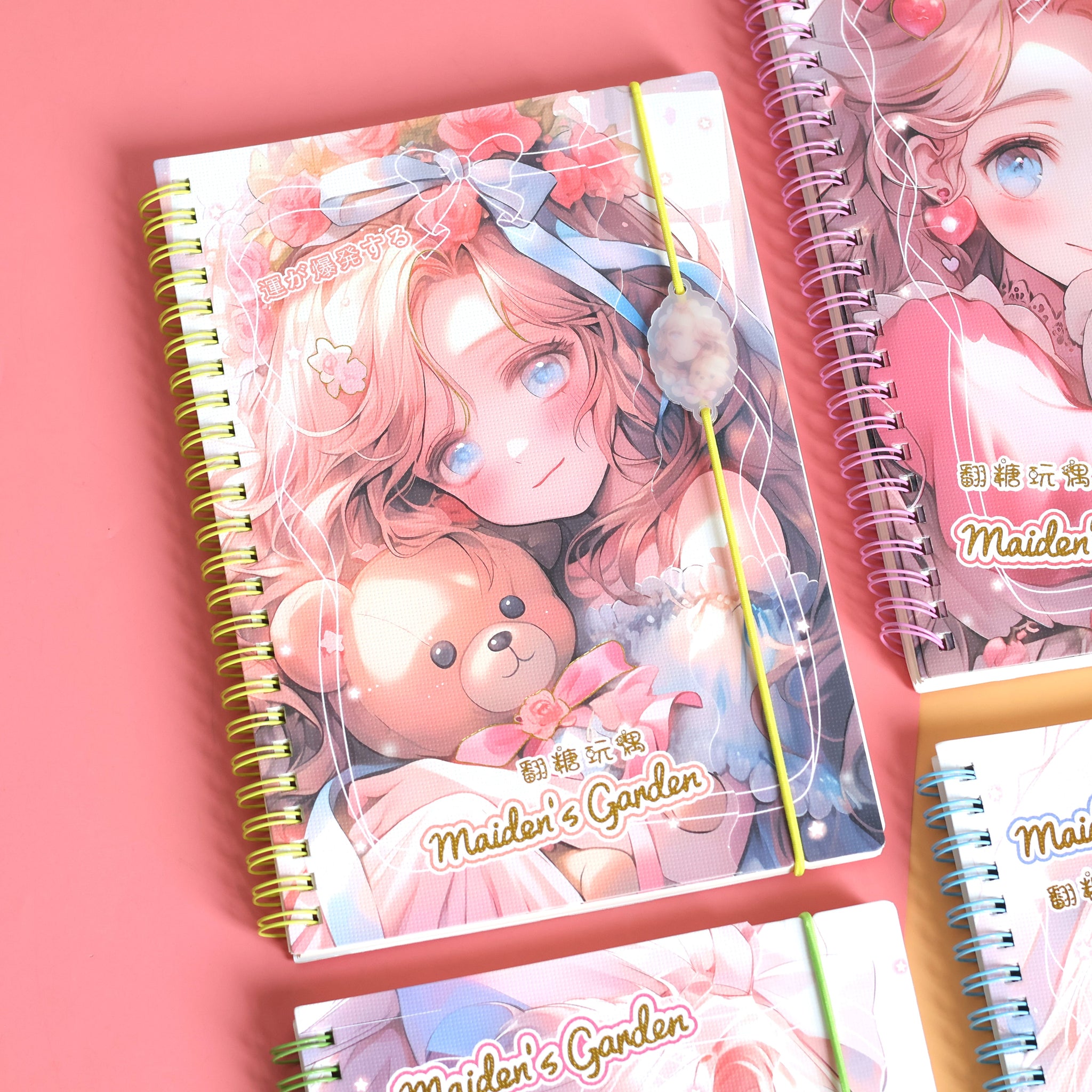 Anime Girl Teddy & Bunny: Spiral Notebook