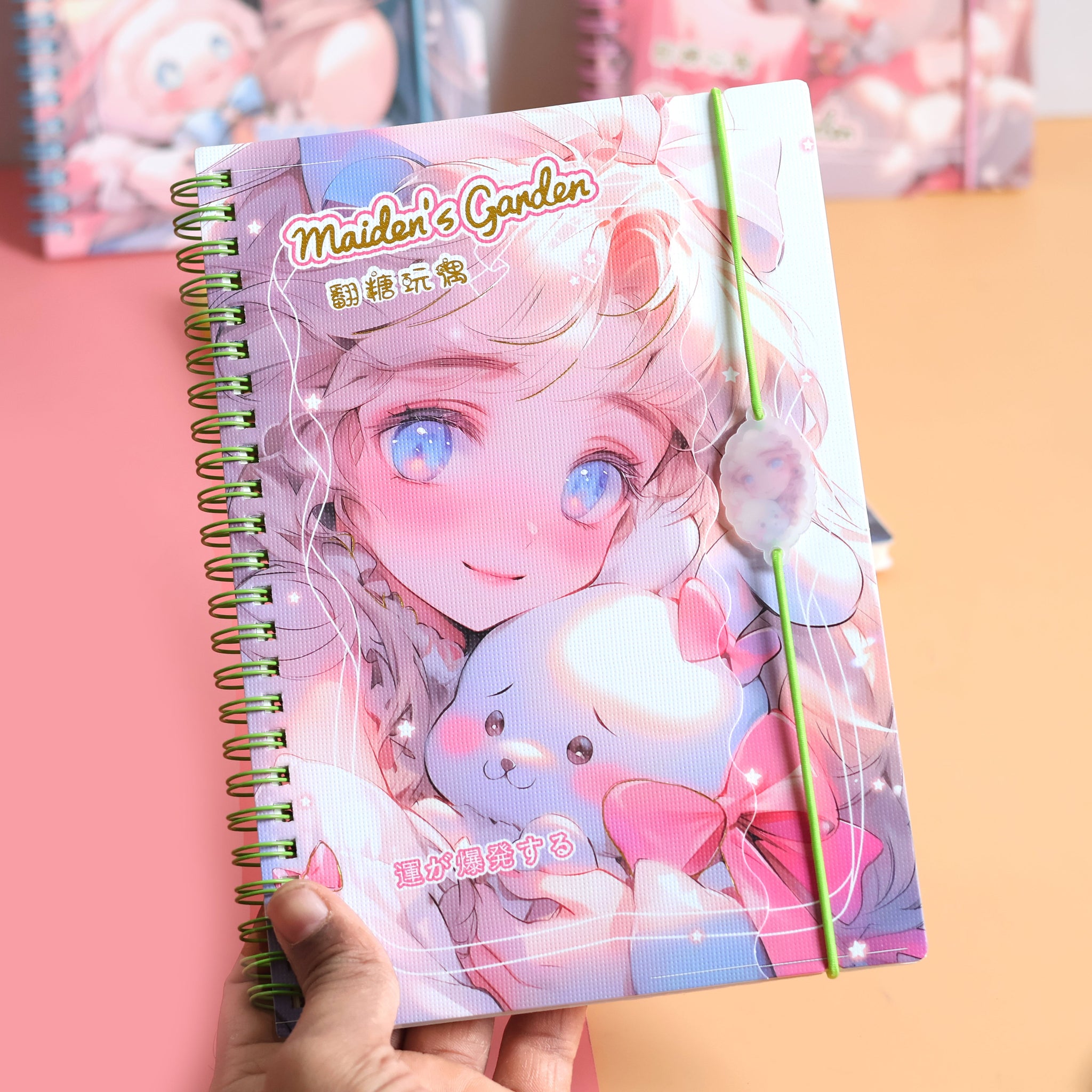 Anime Girl Teddy & Bunny: Spiral Notebook