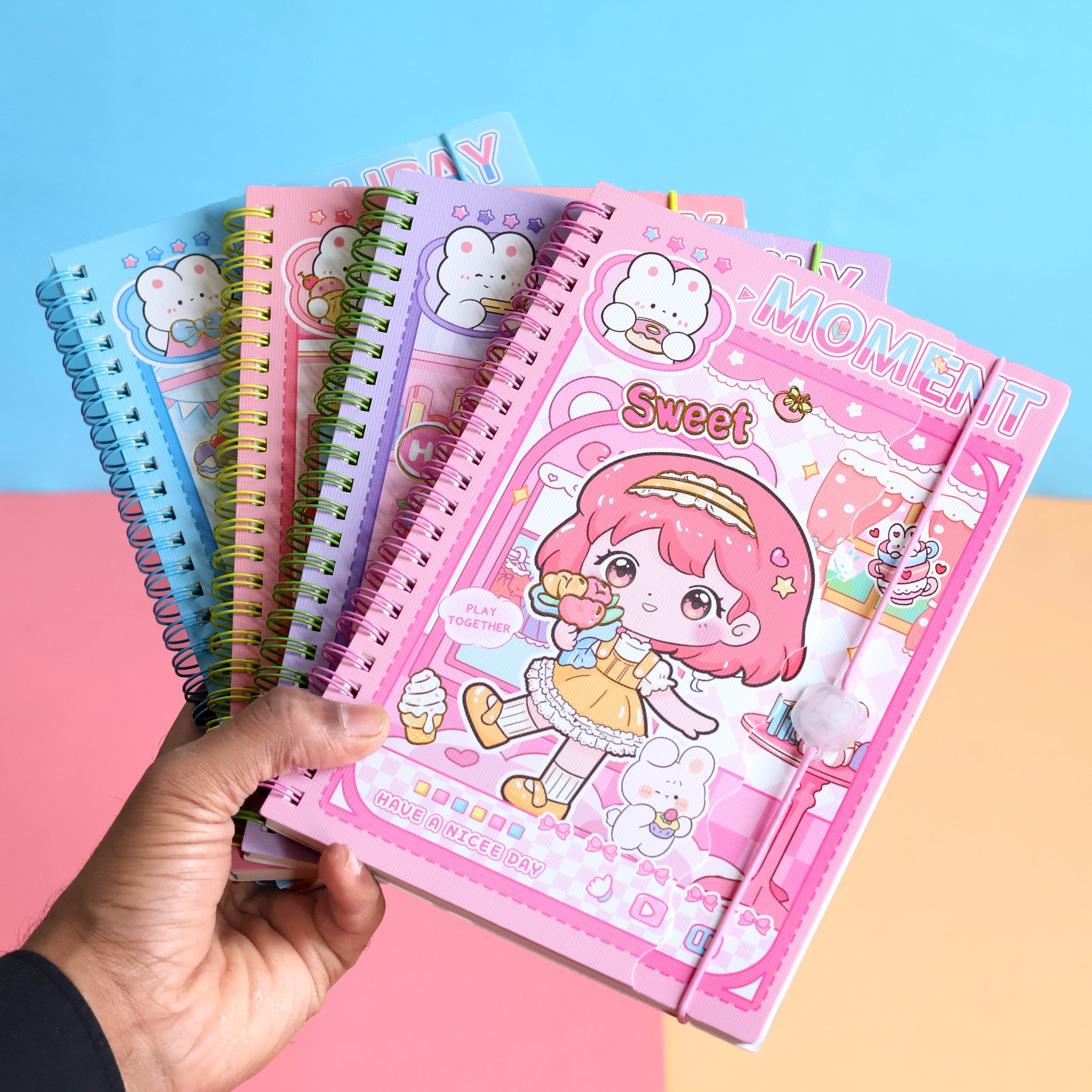 Kawaii Girl's Sweet Moments Spiral Notebook