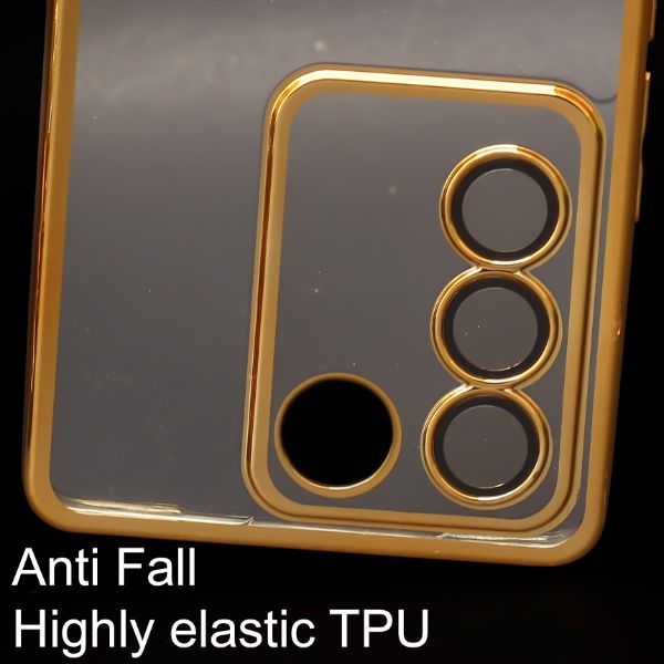 Gold 6D Chrome Logo Cut Transparent Case for Vivo V27 5G