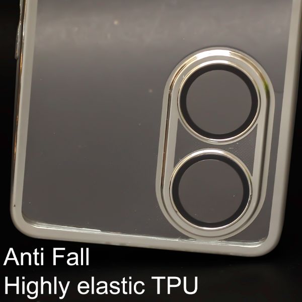 Silver 6D Chrome Logo Cut Transparent Case for Oppo Reno 8T