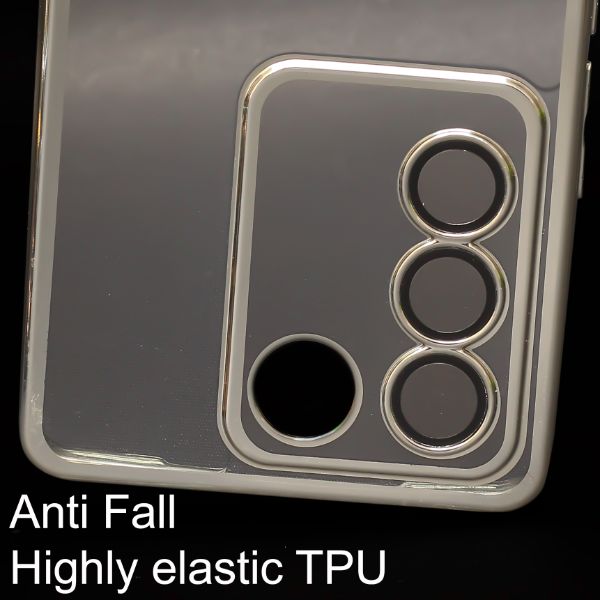 Silver 6D Chrome Logo Cut Transparent Case for Vivo V27 5G