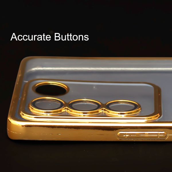 Gold 6D Chrome Logo Cut Transparent Case for Vivo V27 5G