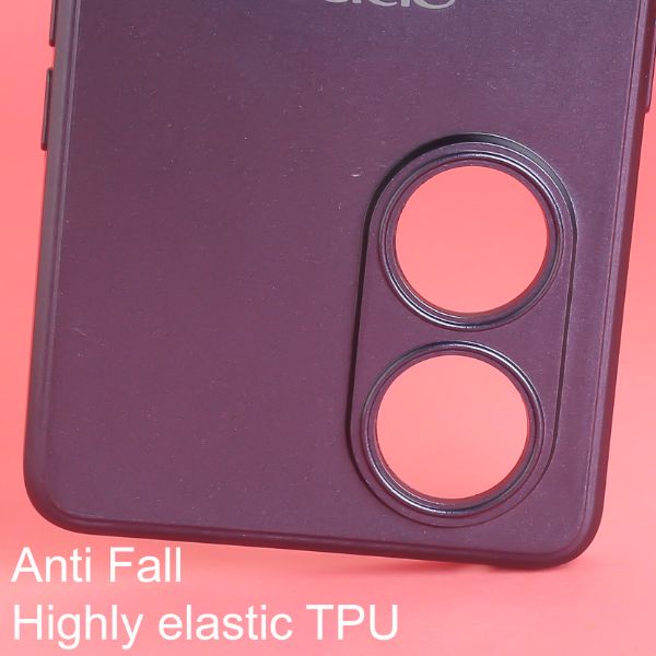 Dark Violet Metallic Finish Silicone Case for Oppo reno 8t