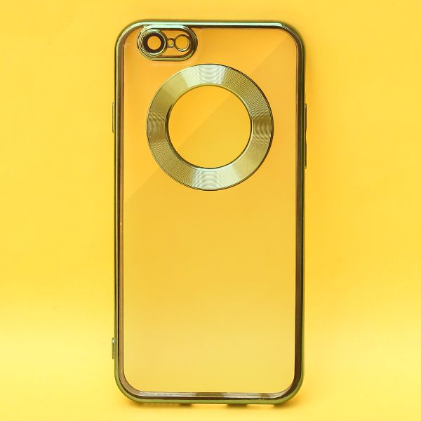 Green 6D Chrome Logo Cut Transparent Case for Apple iphone 6/6s