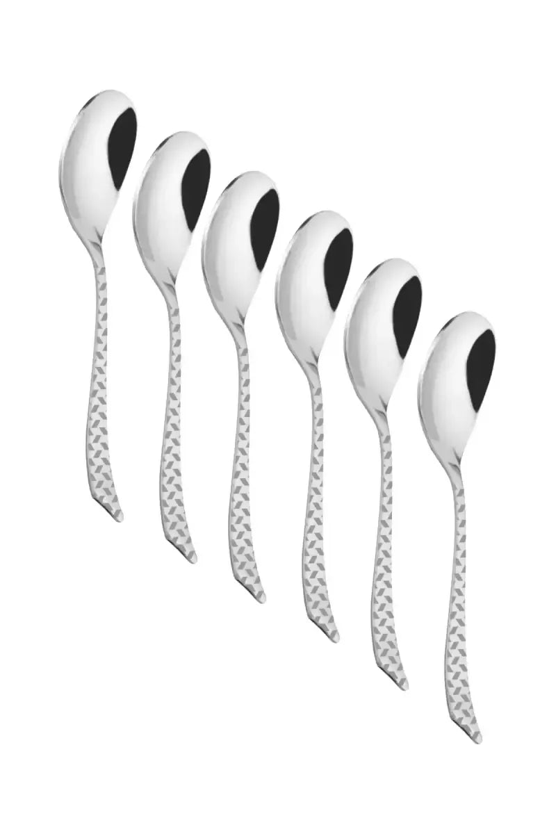 Prabha Stainless Steel Pyramid Dessert Spoon Set - 18cm