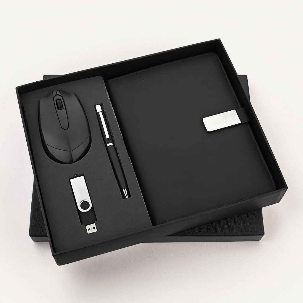 4-in-1 Executive Gift Set: Premium Pen, Mouse, USB Drive & Diary