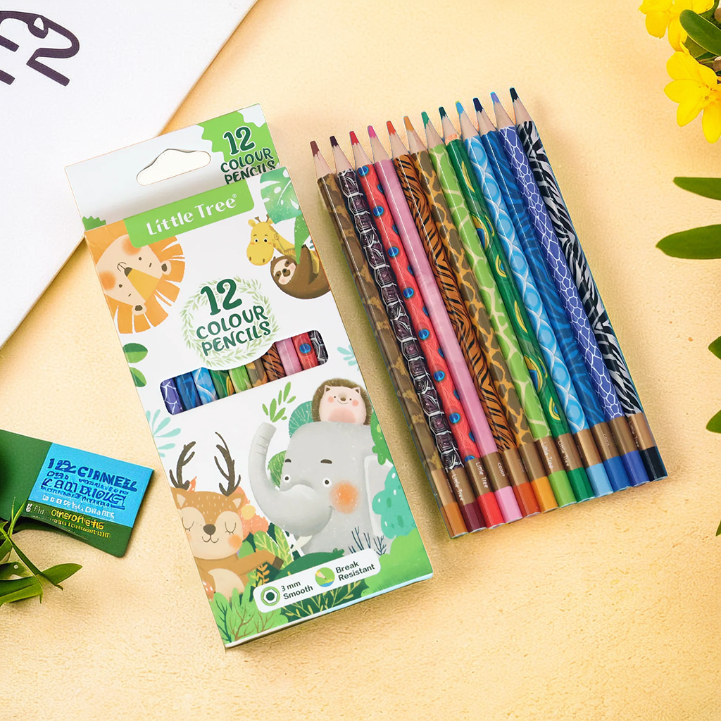 Animal-Themed Color Pencil Set of 12