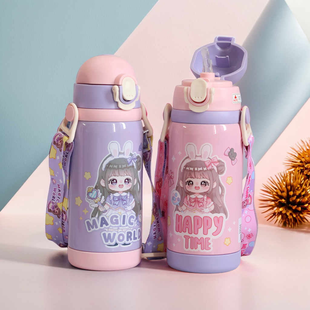 Cute Girls Vacuum Bottle | Sipper Double Lid 450ml