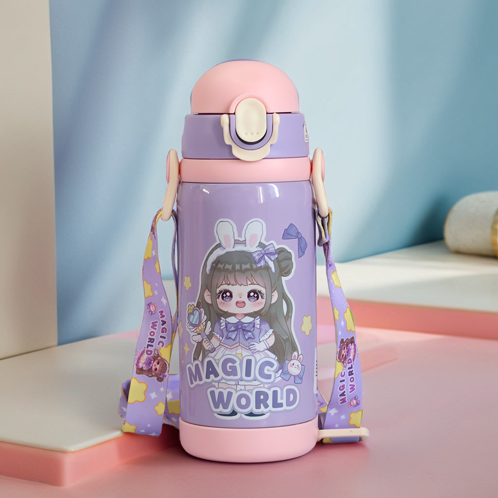 Cute Girls Vacuum Bottle | Sipper Double Lid 450ml