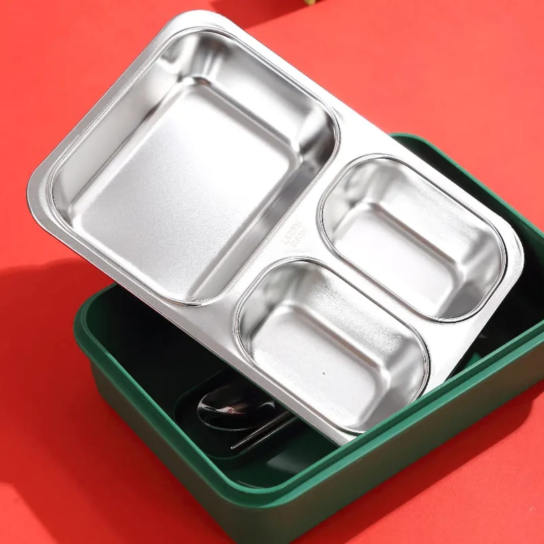 Stylish & Strong 3-Grid Stainless Steel Lunch Box 700ml