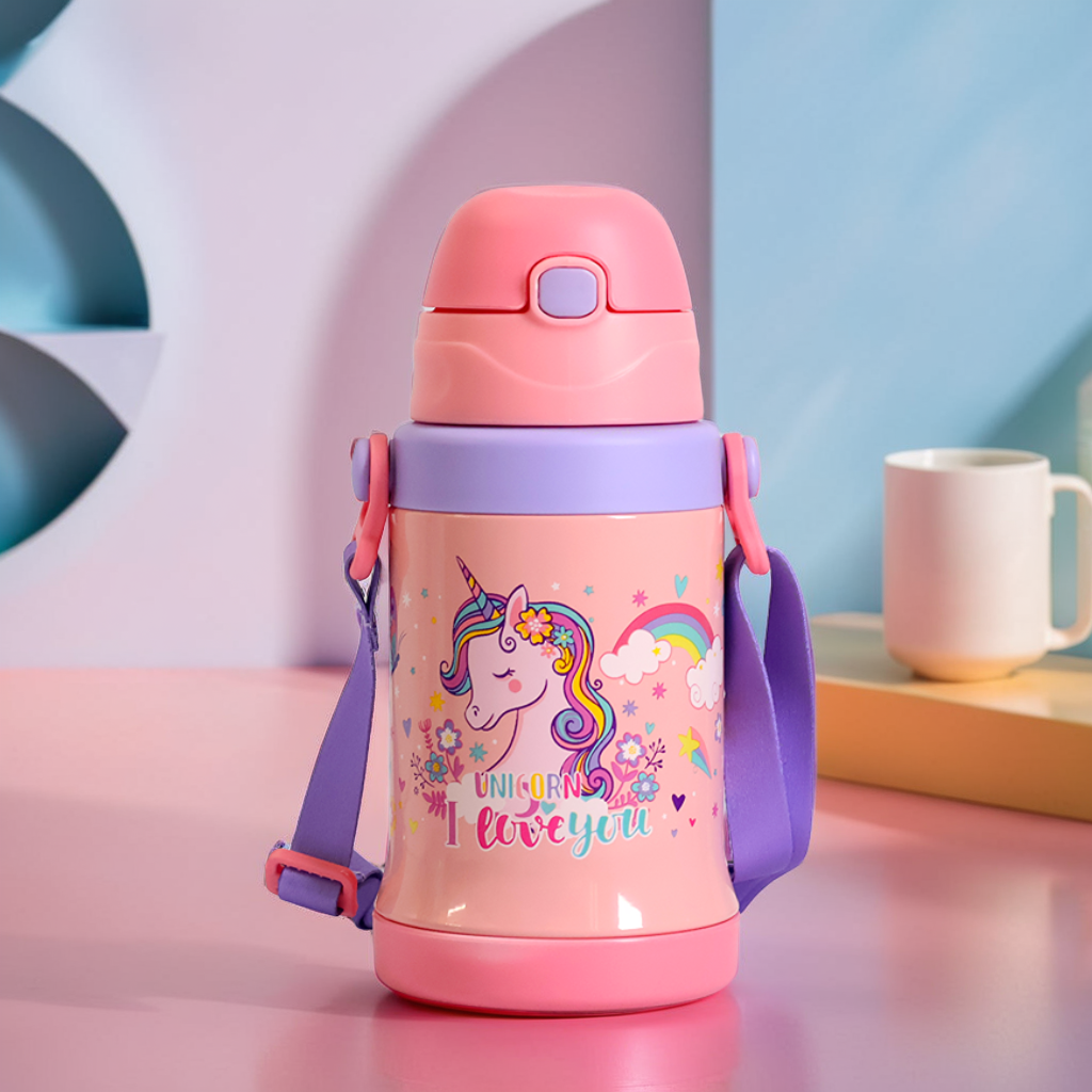 Colorful Cartoon Bottle – 450ml Leakproof Fun