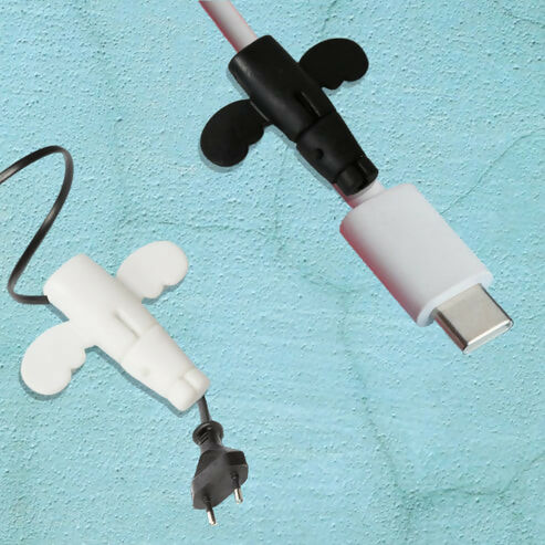2-in-1 Silicone Data Cable Protector & Cord Saver – Angel Design, Pack of 5