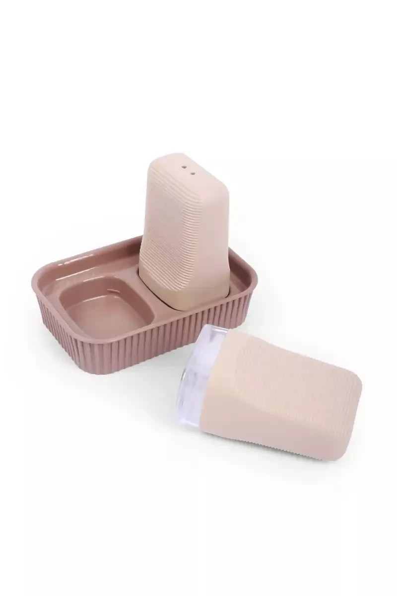 Plastic Salt & Pepper Sprinkler Set with Stand - 80ml (each)