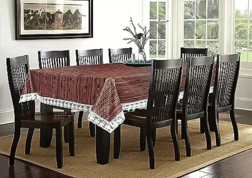 Mopak Decor Table Cloth – 3D Print with Elegant Lace (Dark Brown)