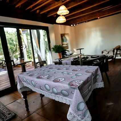Mopak Decor 3D Printed Table Cover with Lace – Rectangular Dining and Centre Table Cloth