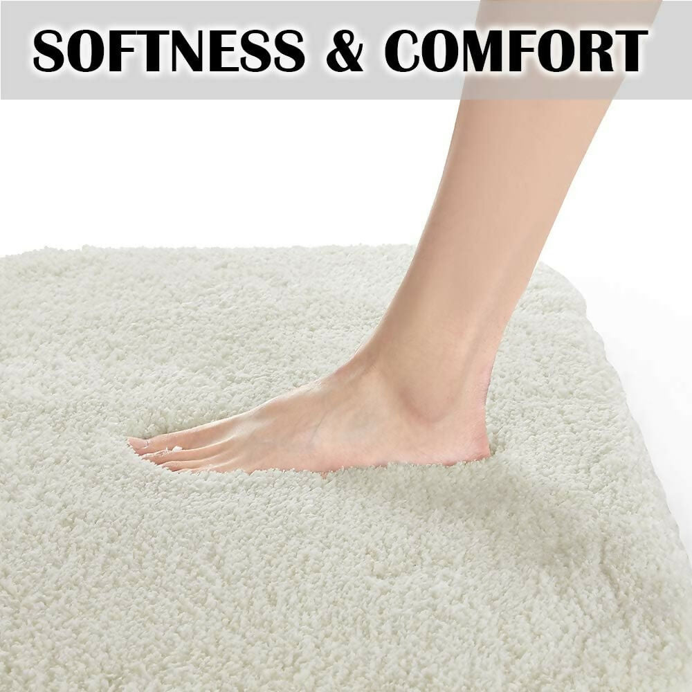 Bathroom Rug Machine Washable, Non-Slip Shaggy Mat (Ivory)
