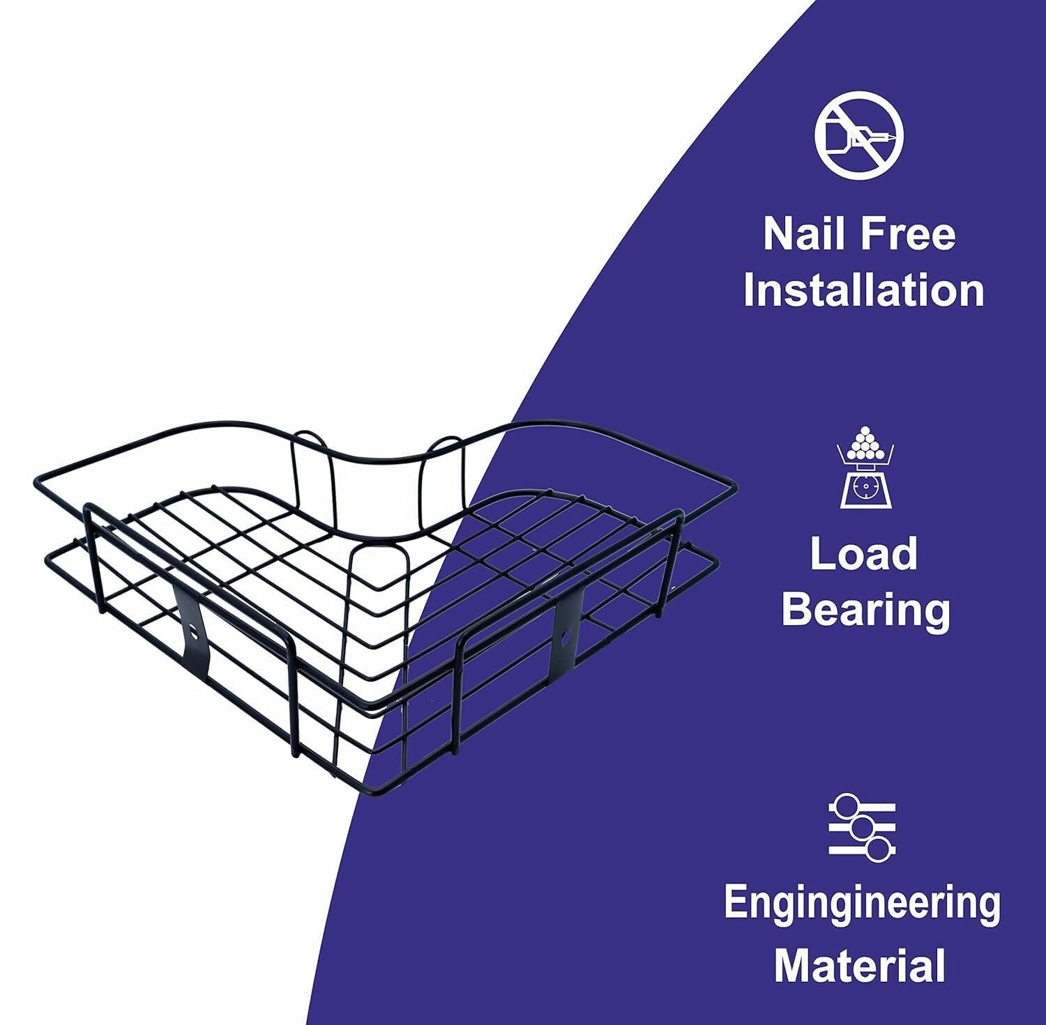 Heavy-Duty Self-Adhesive Metal Corner Bathroom Storage Rack (1 Piece)