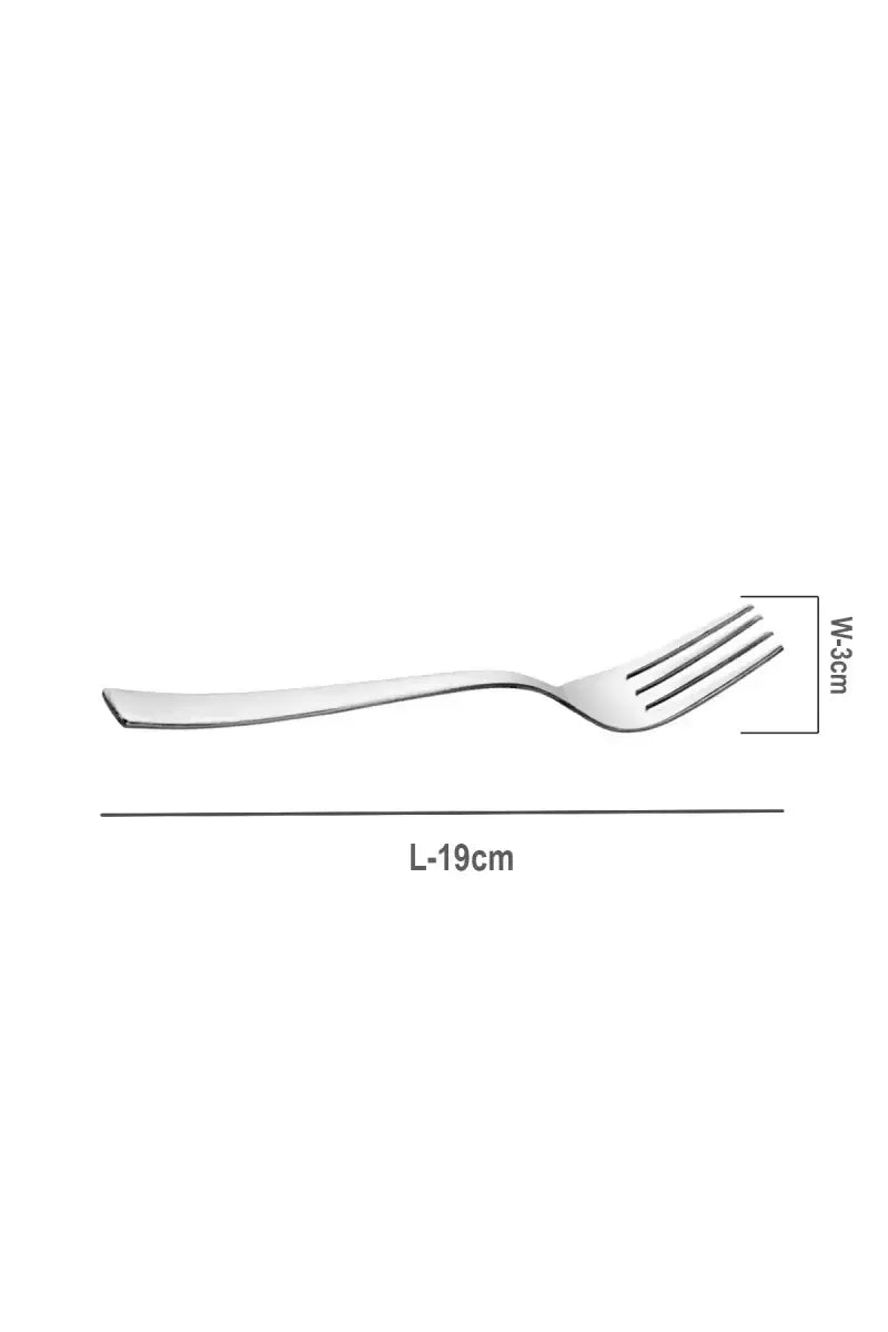 Prabha Stainless Steel Impress Dessert Fork Set - 19cm