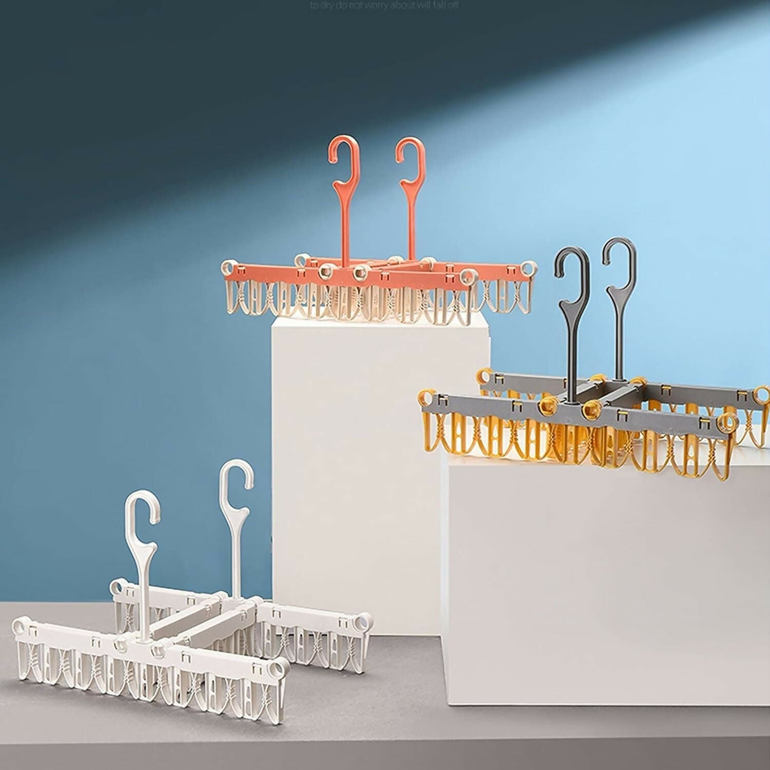 Plastic Pegs Clothes Hanger with Rotary Hook Foldable Sock Dryer Rack for Efficient Drying
