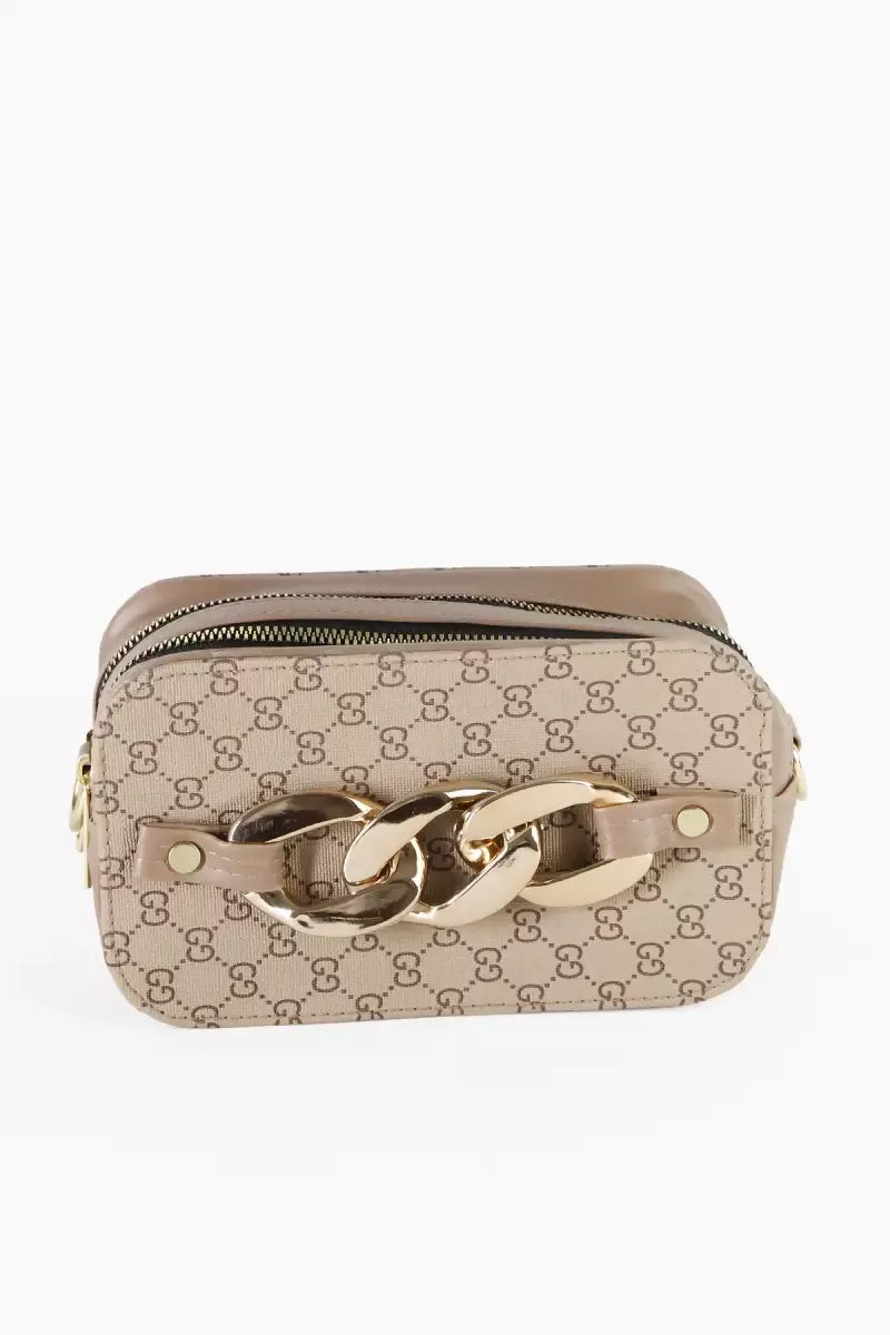 Printed Casual Sling Bag for Women - Khaki