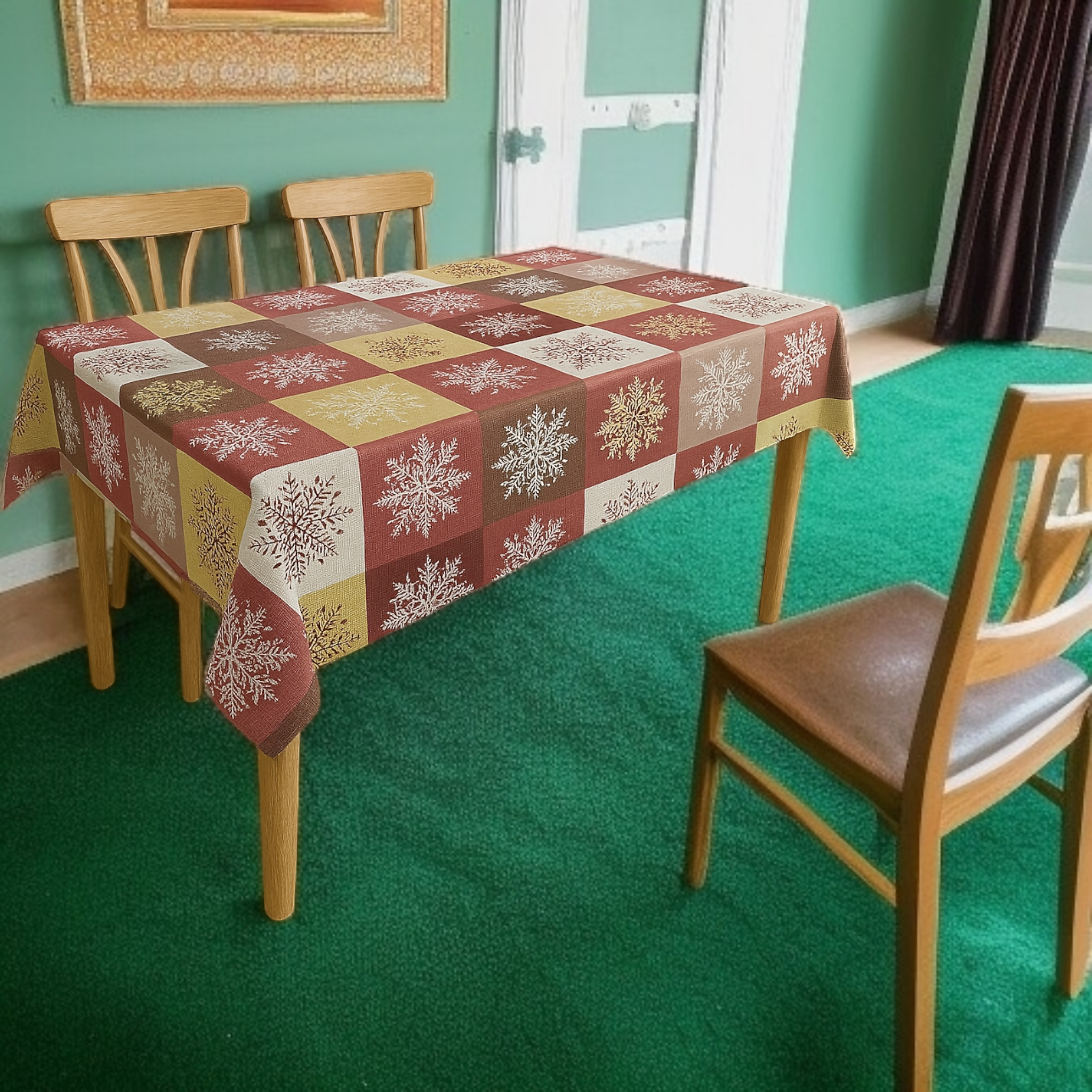 Mopak Decor 3D Printed Table Cover without Lace for 2-4 Seater (40 x 54 inches)