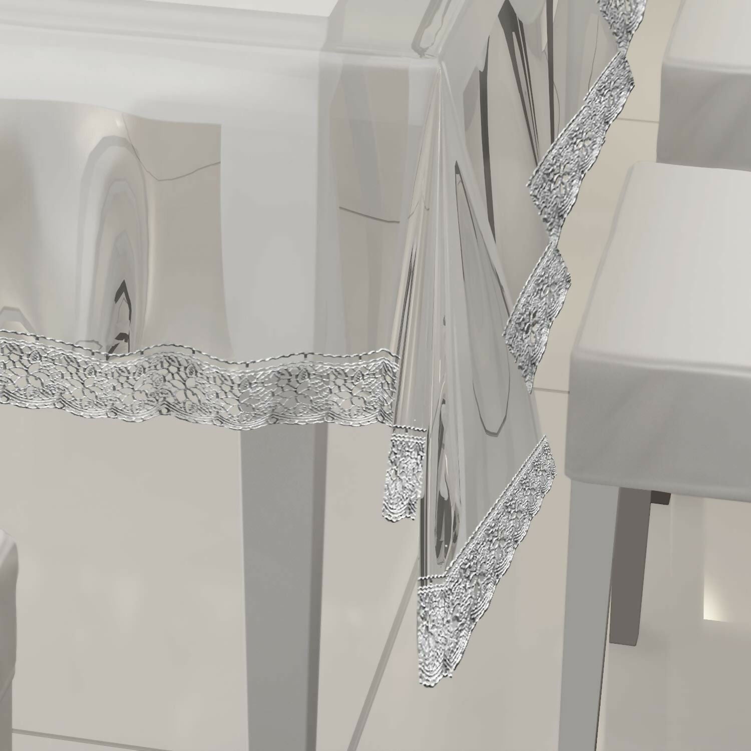 Mopak Decor Table Cover 3D Medium Size 2 to 4 Seater (40*60,) & 6 Seater (60*90,White)Classic Table Cover Printed Table Cover with Lace Centre Table Cover Rectangular Table Cover Dining table cover