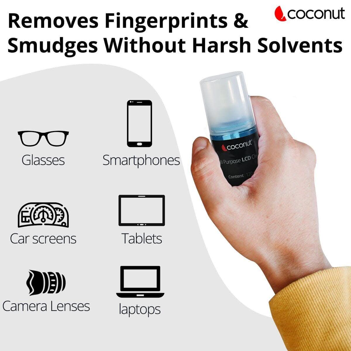 Coconut CS02 - 2 in 1 Cleaning Kitt with Brush, Lint-free microfibre cloth & soft Cloth