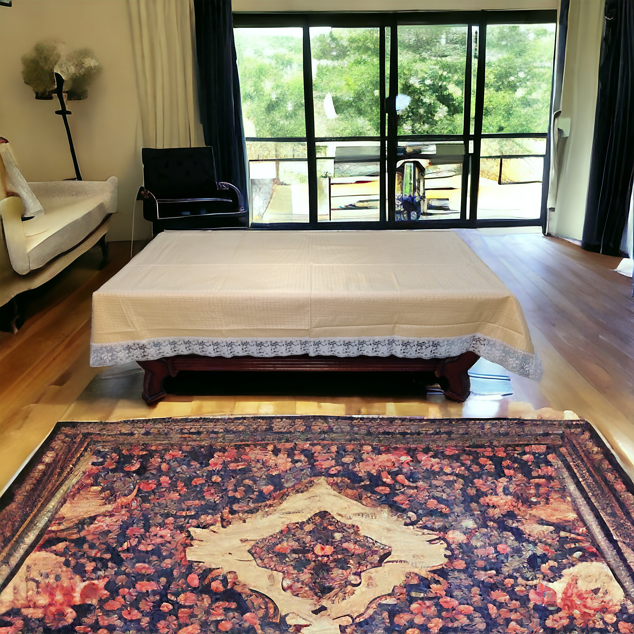 Mopak Decor 3D Printed Table Cover with Lace (40x60) for 4-Seater – Rectangular Dining and Centre Table Cloth