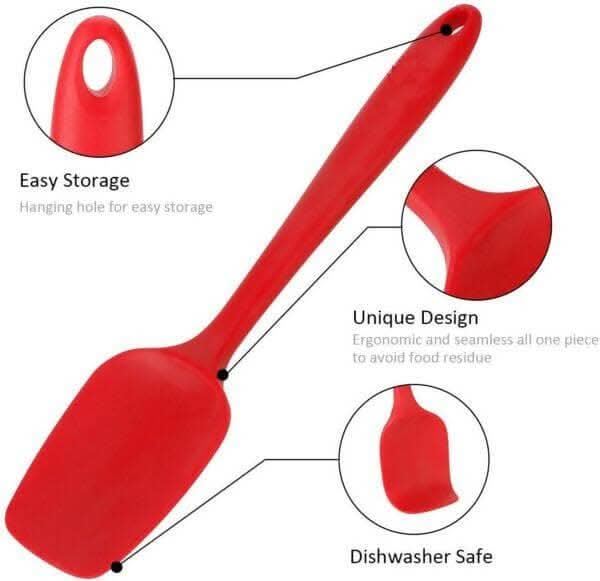 P-Plus International Silicone Spatula Spoon Set (Red, Pack of 2)