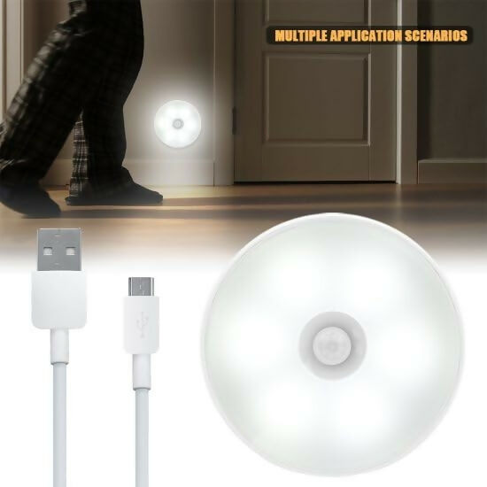 Motion Sensor LED Light USB Rechargeable, Wireless Night Light for Wardrobe & Stairs (White)