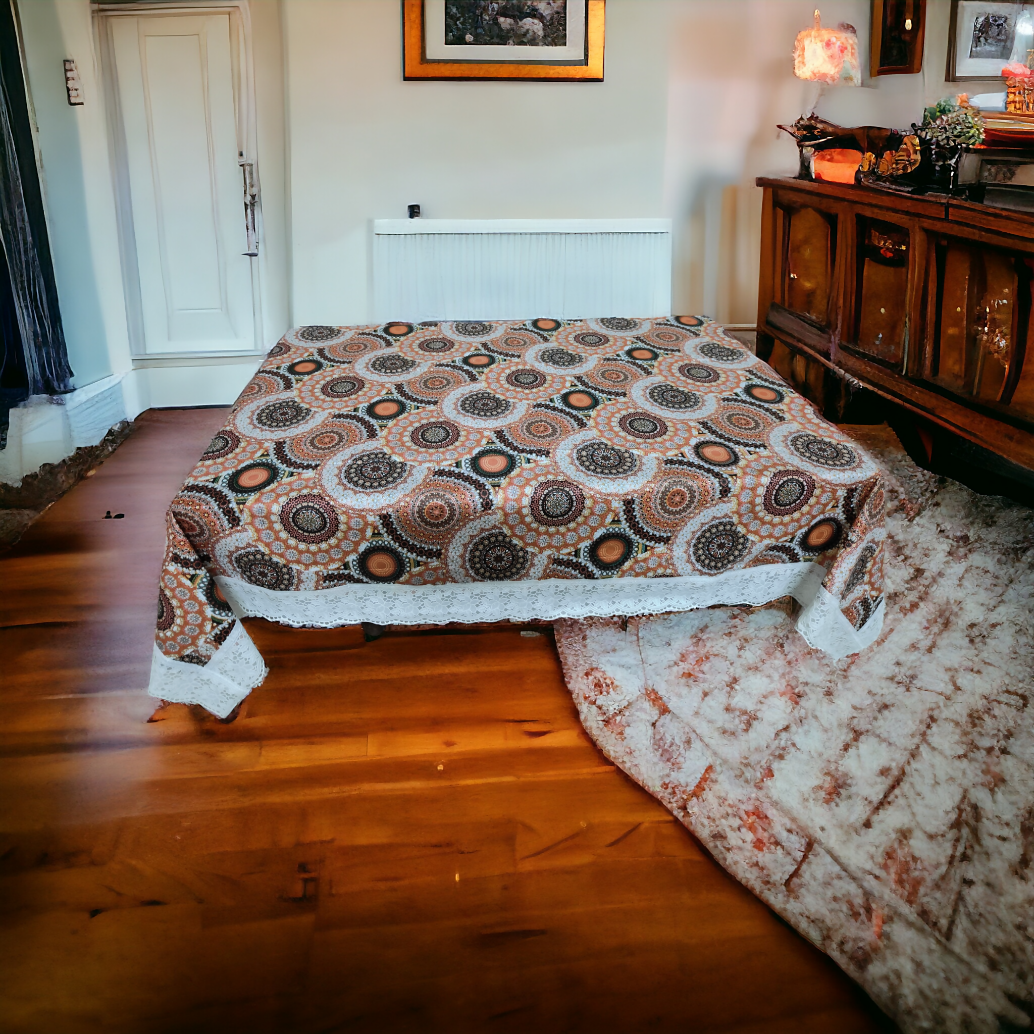 Mopak decor Table Cover 3D Medium Size 2 to 4 Seater 40*60 Classic Table Cover Printed Table Cover with Lace Centre Table Cover Rectangular Table Cover Dining table cover