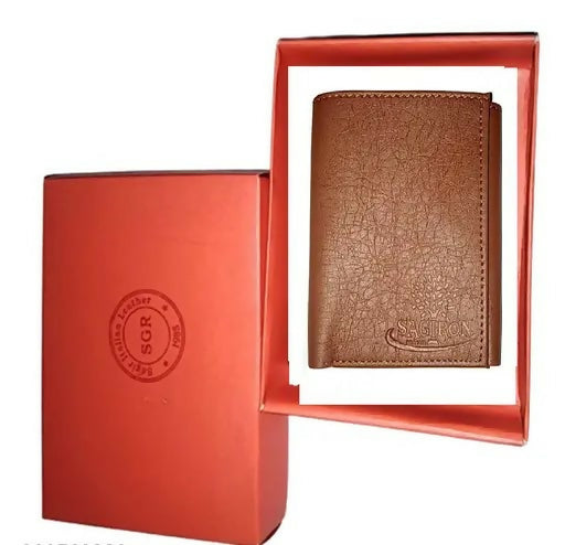 Men's Tan Leather Wallet 7 Card Slots (Twill Fabric )