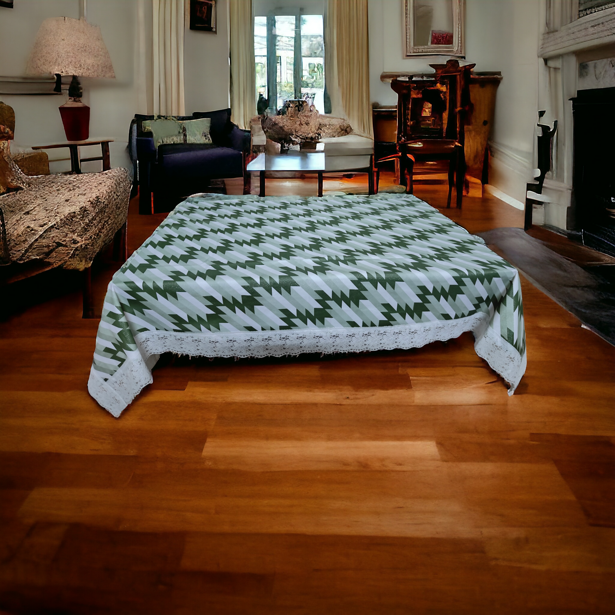 Stylish Green Cut Table Cover – Small & Large (40x60 & 60x90) Inches