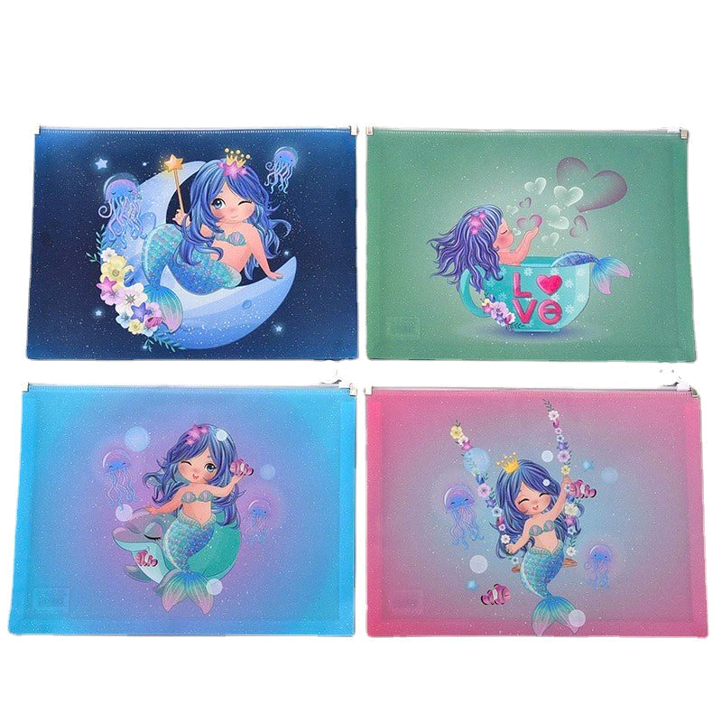Mermaid A4 File Folder Zipper Bag