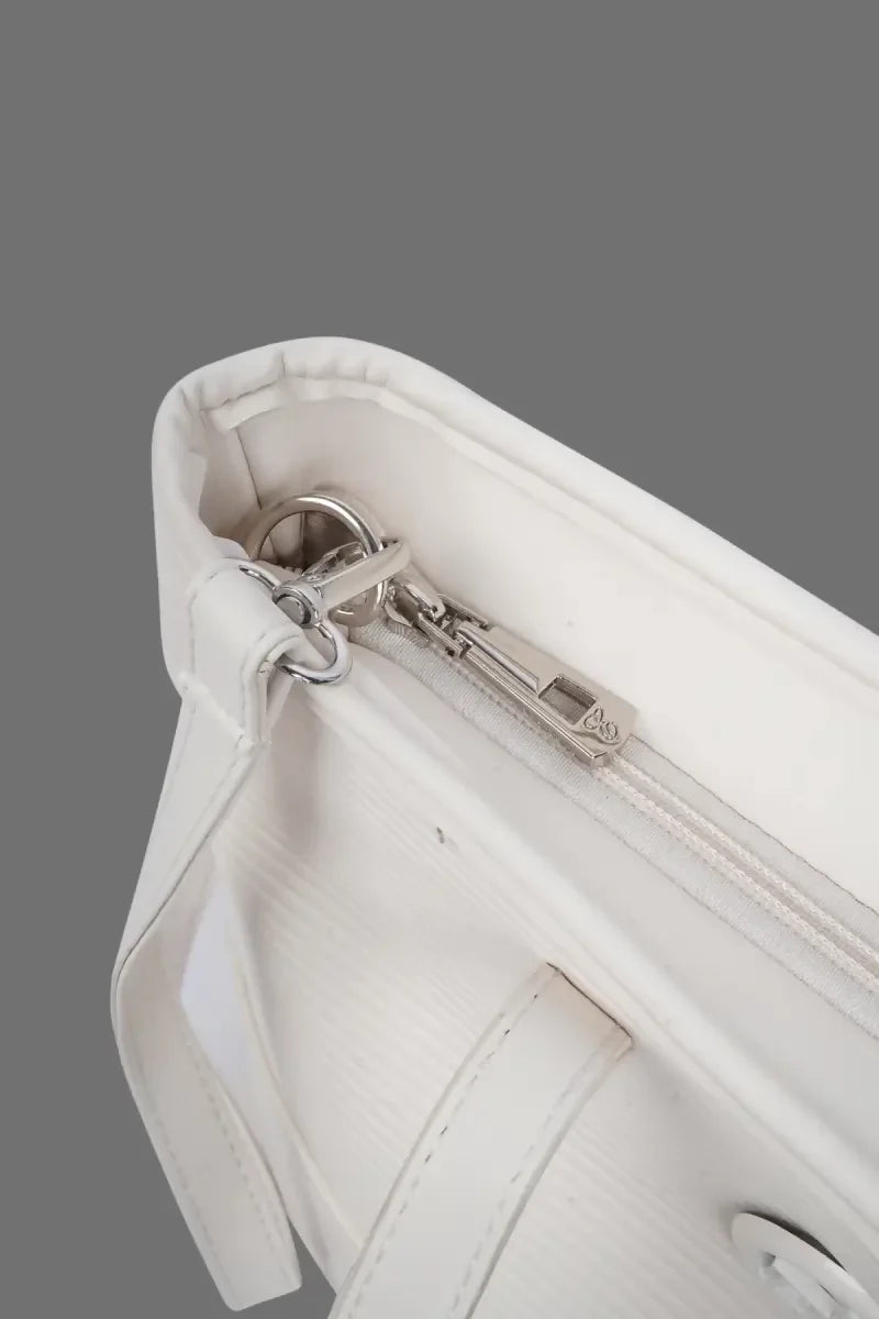 Solid Design Fashion Hand Bag for Women( White )