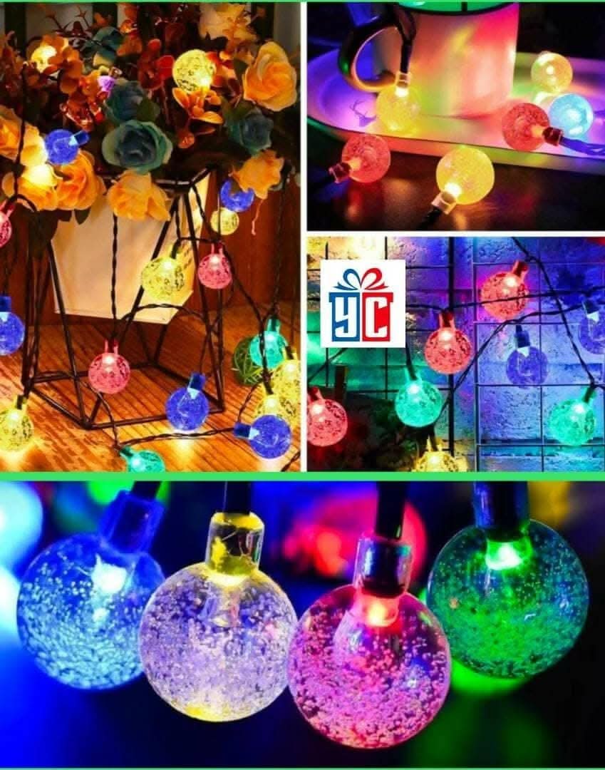 Multicolor Crystal Snowflake Ball LED String Lights (14 Lights)