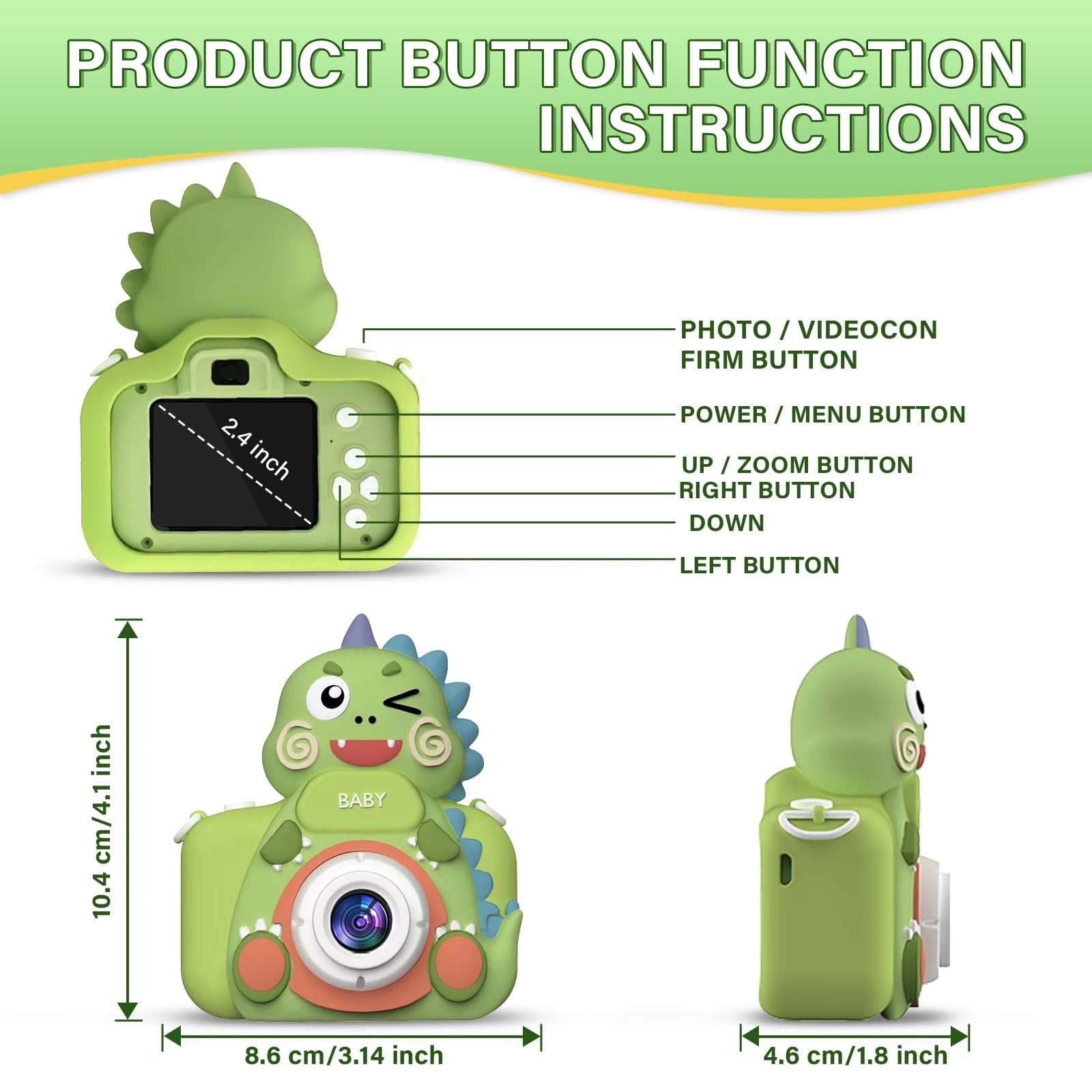 Mini kids Electronic Camera-Dino-Cat-Rabbit-Panda