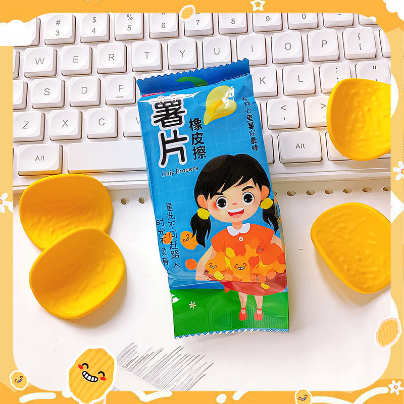 Chips Pencil Erasers Pack of 6