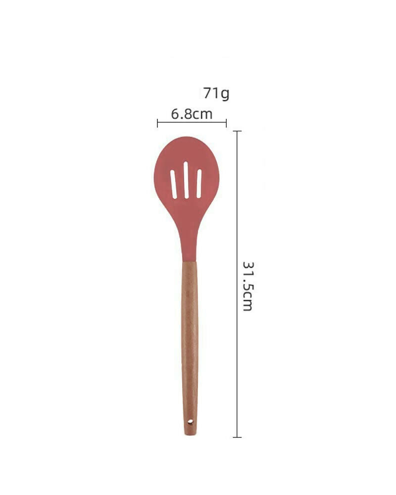 P-Plus International Silicone Cooking Spoon BPA-Free & Heat-Resistant (Red)