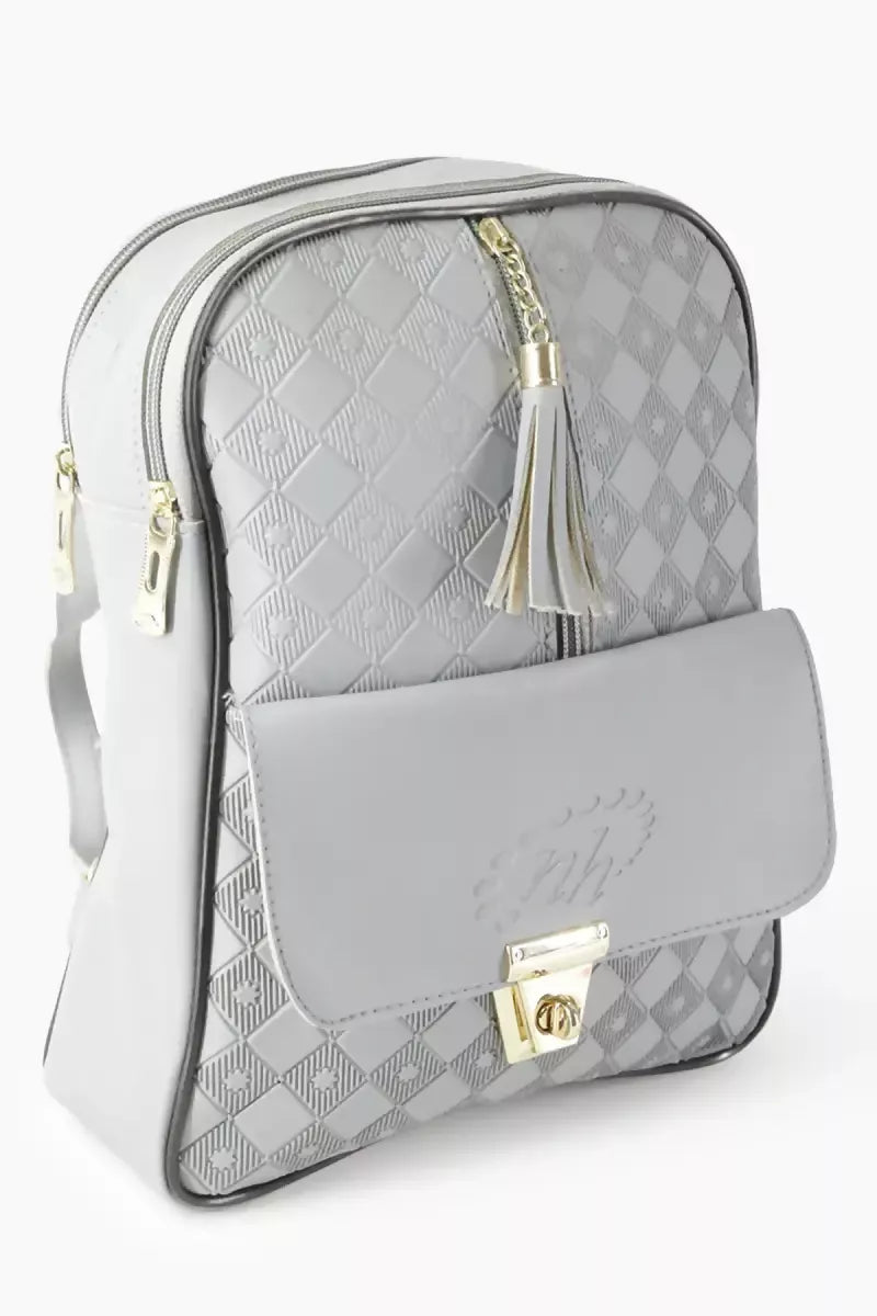 Trendy Casual Backpack for Girls - Light Grey